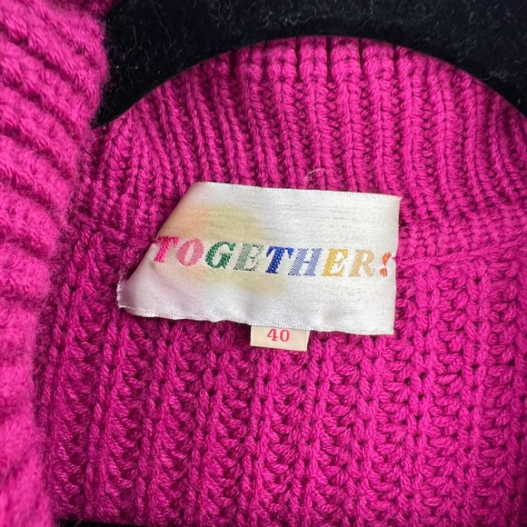 Vintage Together! Chunky Long Knit Sweater Cowl Neck Button Women 40 Medium - Picture 14 of 15